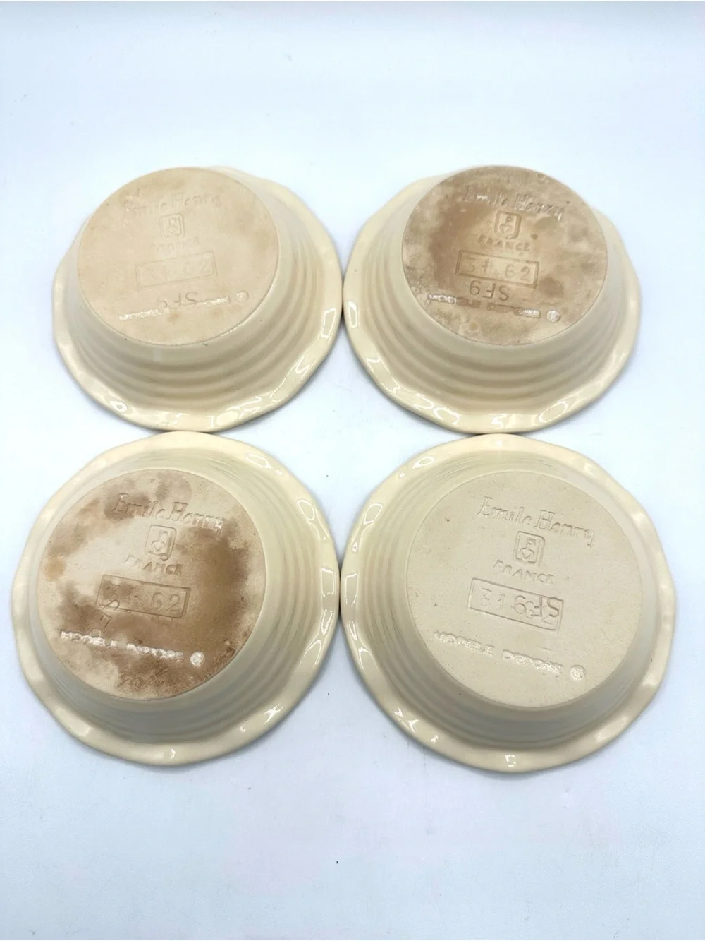 Set of 4 Emile Henry mini pie plates. Made in France. See pictures